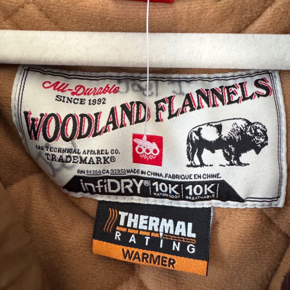 686 Woodland Insulated 10K Plaid Snowboard Ski Jacket Red Brown Black - Picture 5 of 12